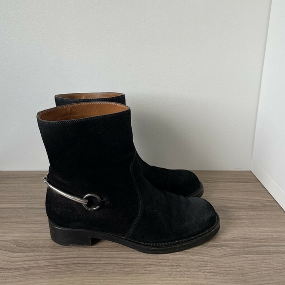 Gucci 354003 Black Suede Leather Ankle Boots Size 38 / 8US 100% AUTHENTIC - Picture 2 of 12